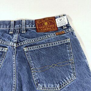 Lucky Brand VINTAGE Women's Dungarees 33 Blue Wide Leg Relaxed Fit MADE IN USA